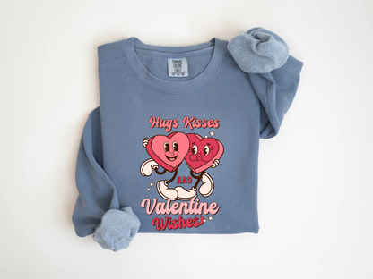 "Hugs Kisses And Valentine Wishes" Valentine's Day (Comfort Color) VDS044