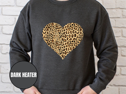 "Heart Leopard Design" Valentine's Day (Gildan 18000) VD081
