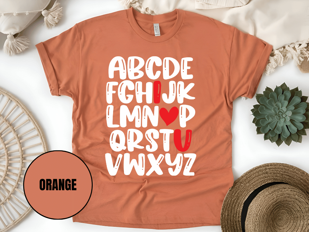 "Alphabet Valentine's day" T-Shirt, (Gildan 5000) VD011