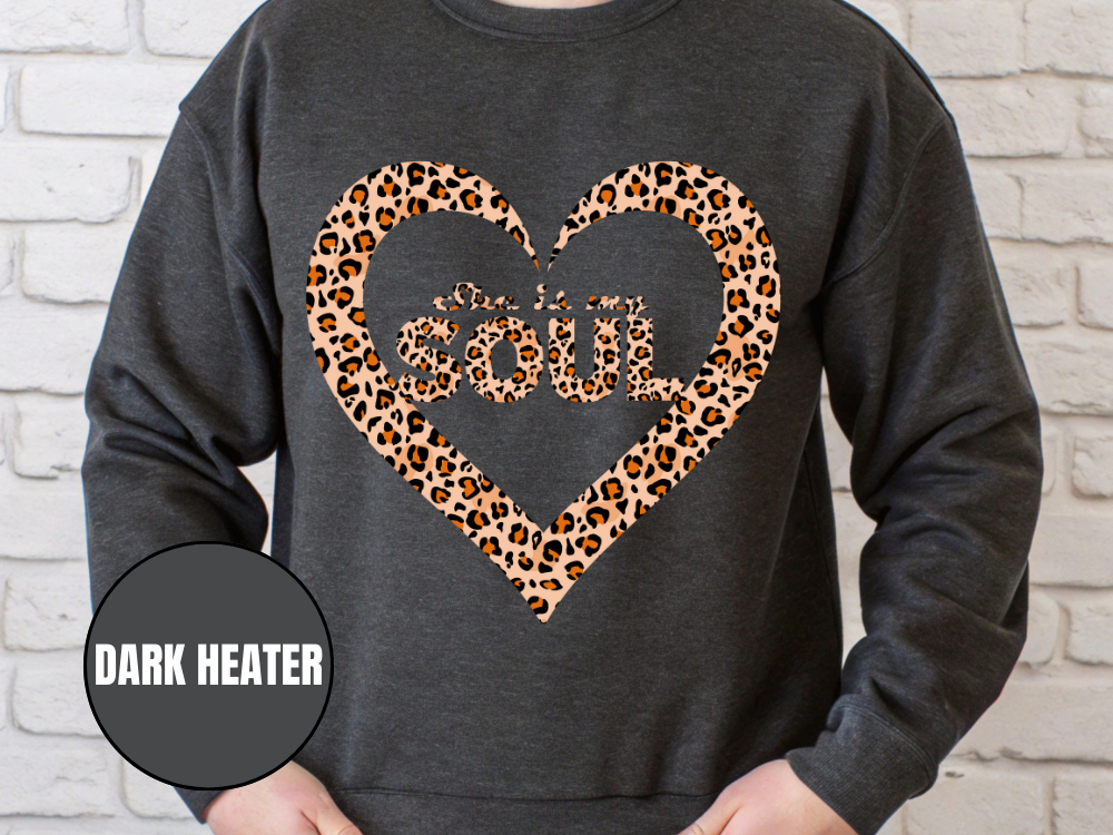 "She Is My Soul Leopard Design" Valentine's Day (Gildan 18000) VD071