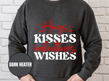 "Hug Kisses And Valentine's Wishes" Valentine's Day (Gildan 18000) VD060
