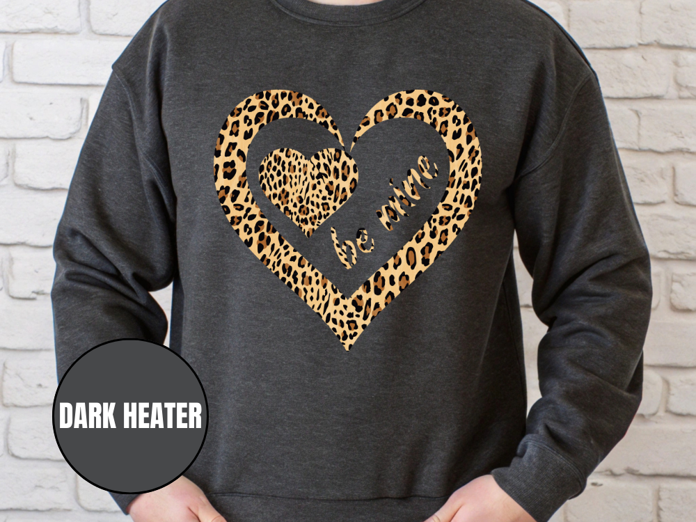 "Be Mine Leopard Design" Valentine's Day (Gildan 18000) VD068