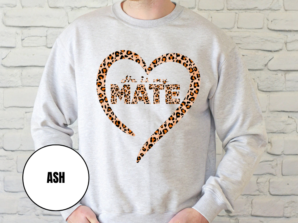 "He Is My Mate Leopard Design" Valentine's Day (Gildan 18000) VD078