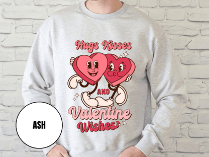 "Hug Kisses and Valentine Wishes" Valentine's Day (Gildan 18000) VD044