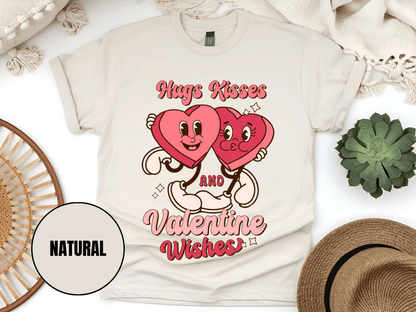 "Hugs Kisses and Valentine Wishes, Valentine's Day" T-Shirt, (Gildan 5000) VD044