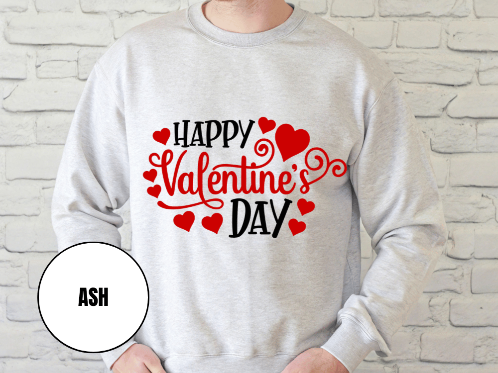 "Happy Valentine's Day" Valentine's Day Sweatshirt, (Gildan 18000) VD007