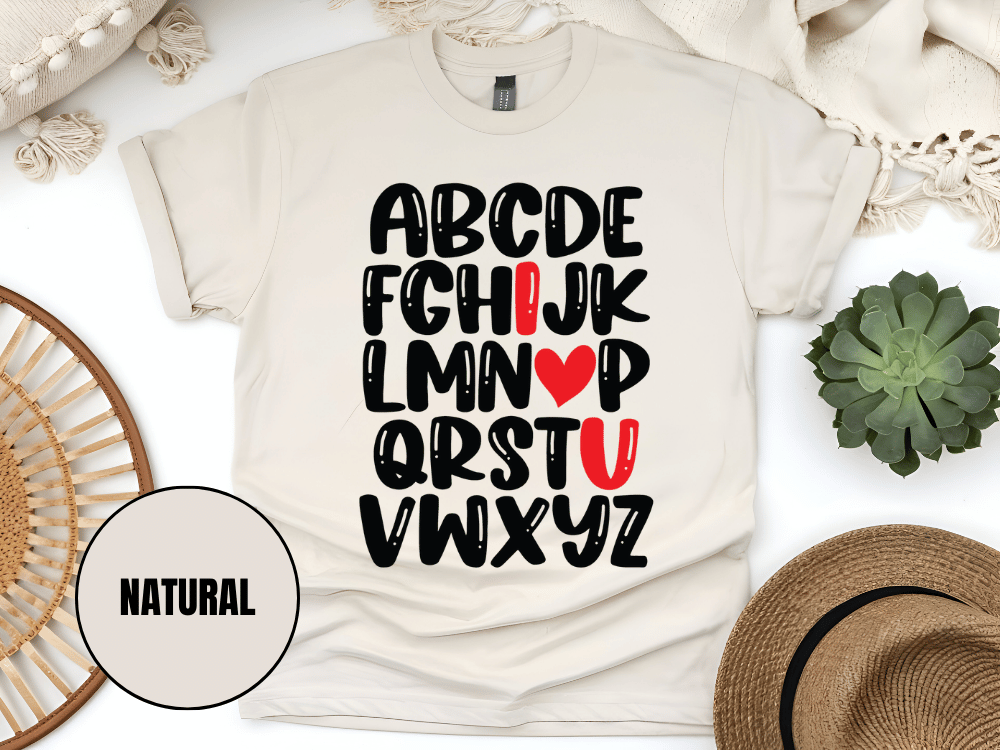 "Alphabet Valentine's day" T-Shirt, (Gildan 5000) VD011