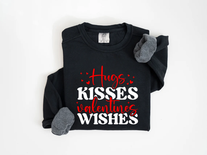 "Hugs Kisses Valentine's Wishes" Valentine's Day (Comfort Color) VDS060