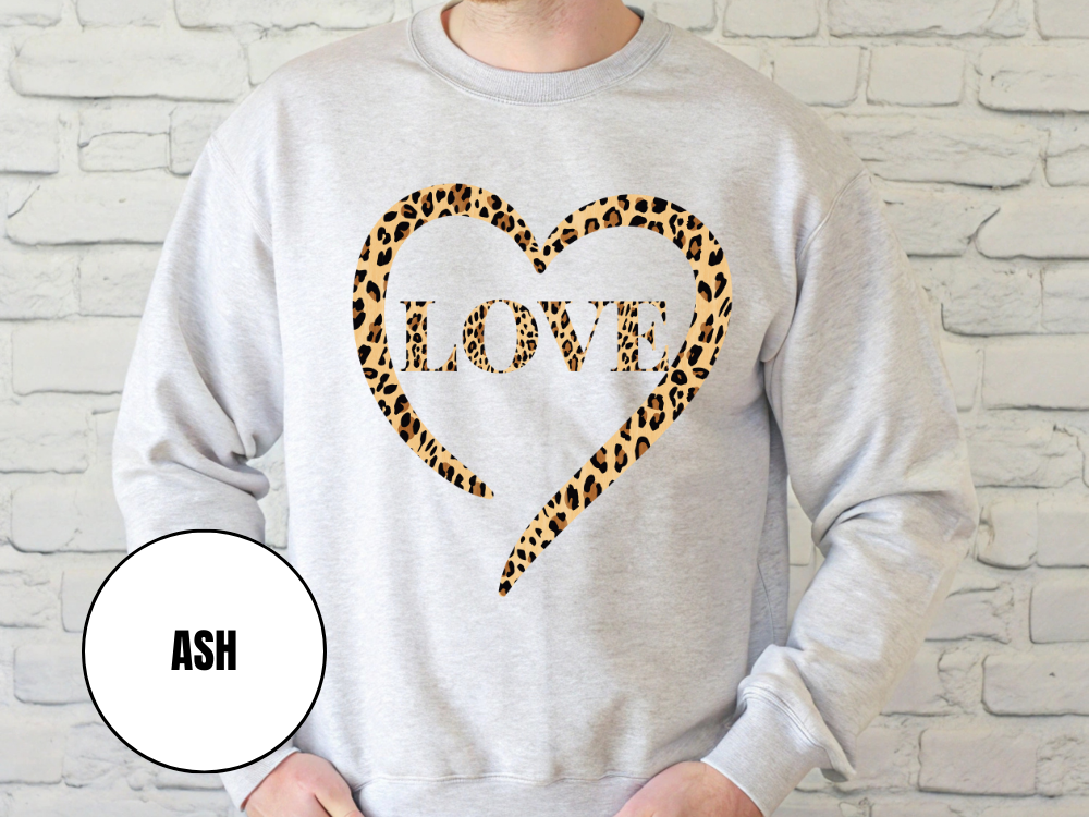 "Love Leopard Design" Valentine's Day (Gildan 18000) VD076