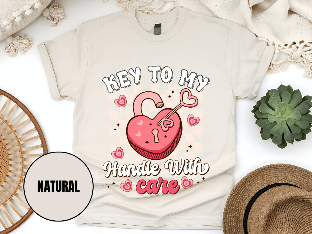 "Key to My Handle with Care , Valentine's Day" T-Shirt, (Gildan 5000) VD045