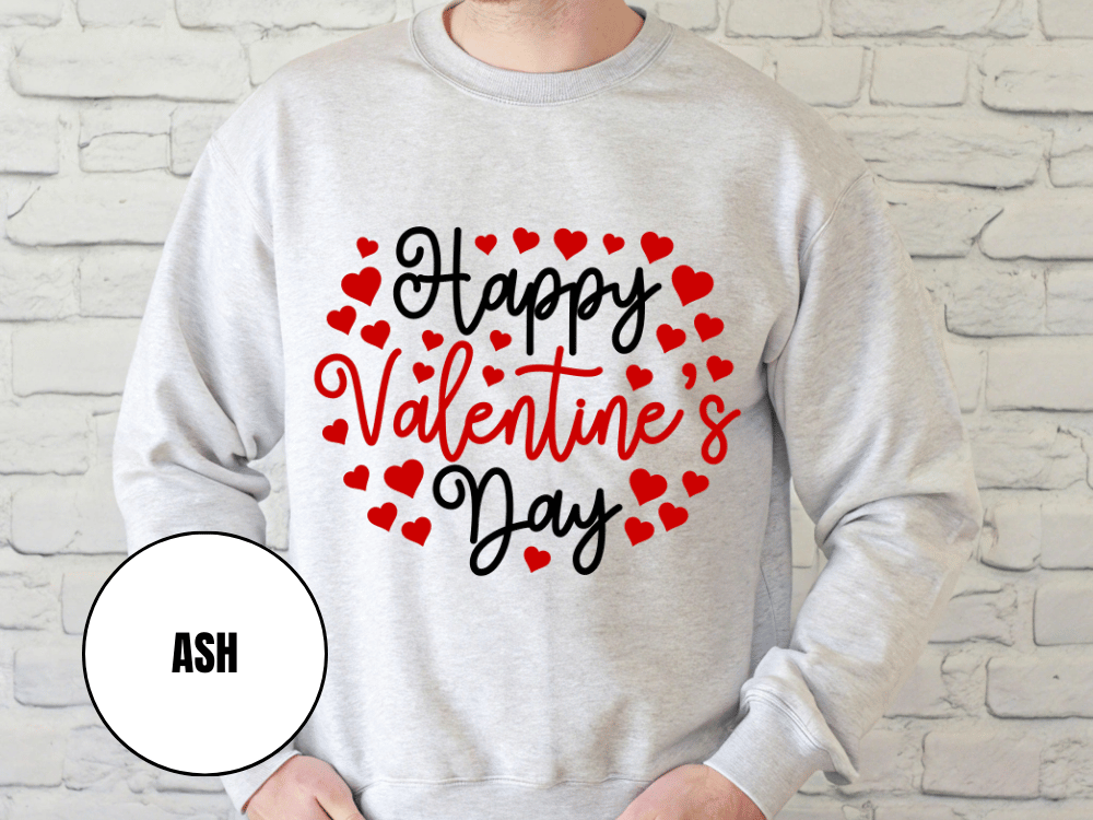 "Happy Valentine's Day" Valentine's Day Sweatshirt, (Gildan 18000) VD010