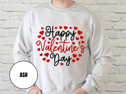 "Happy Valentine's Day" Valentine's Day Sweatshirt, (Gildan 18000) VD010