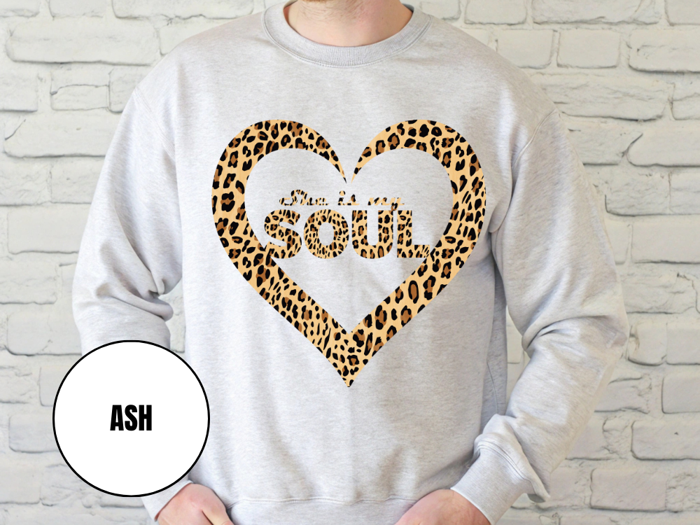 "She Is My Soul Leopard Design" Valentine's Day (Gildan 18000) VD072