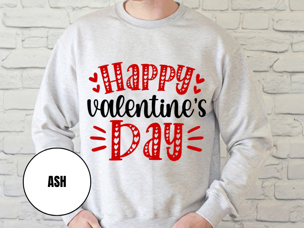 "Happy Valentine's Day" Valentine's Day Sweatshirt, (Gildan 18000) VD001