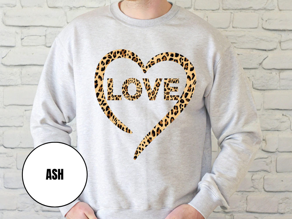 "Love Leopard Design" Valentine's Day (Gildan 18000) VD074