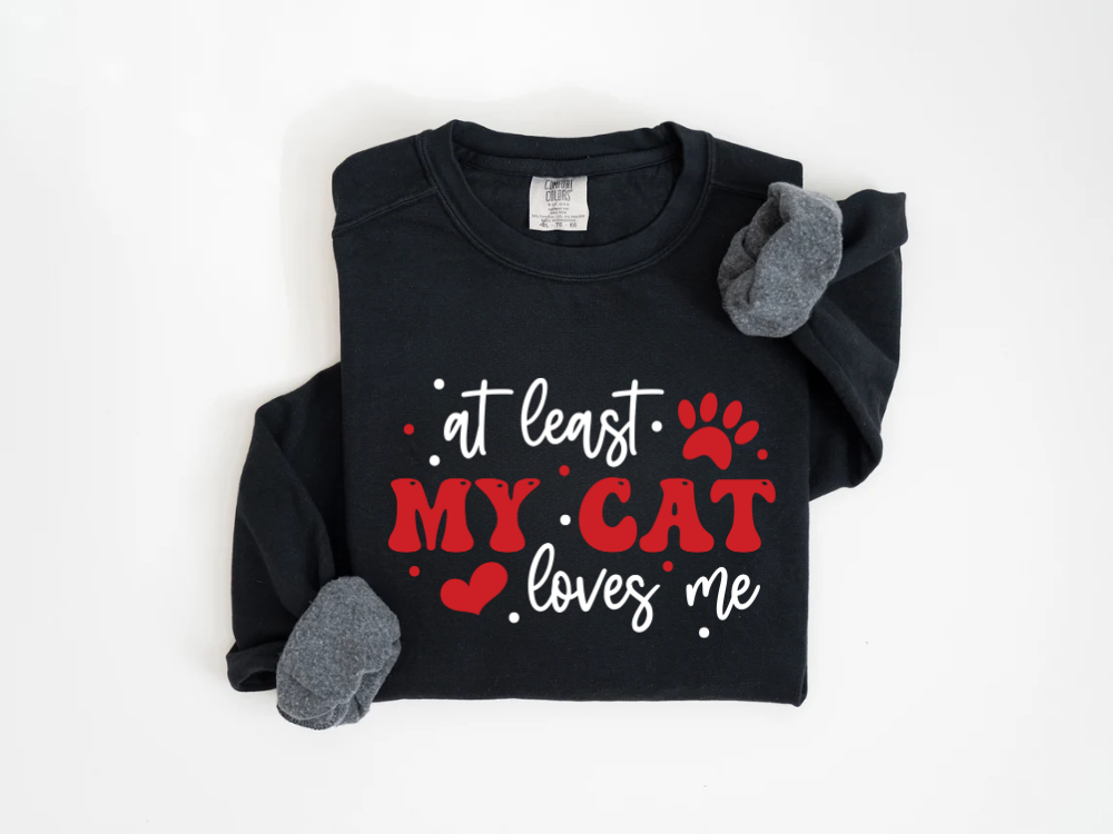 "At Least My Cat Loves Me" Valentine's Day (Comfort Color) VDS035