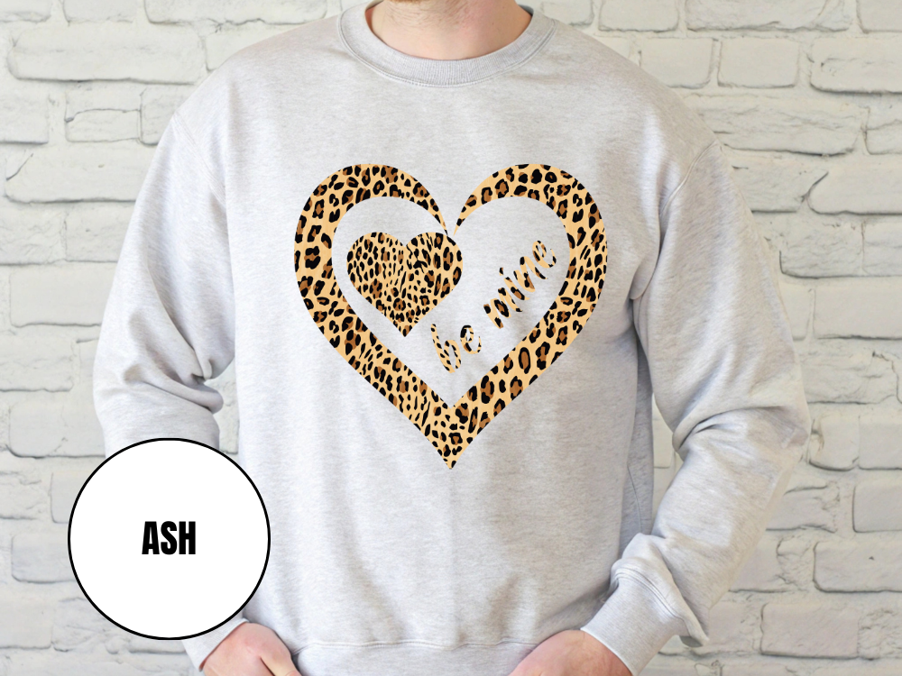 "Be Mine Leopard Design" Valentine's Day (Gildan 18000) VD068