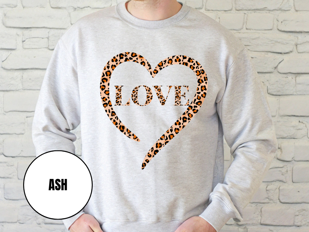 "Love Leopard Design" Valentine's Day (Gildan 18000) VD075