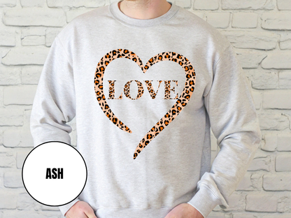 "Love Leopard Design" Valentine's Day (Gildan 18000) VD075