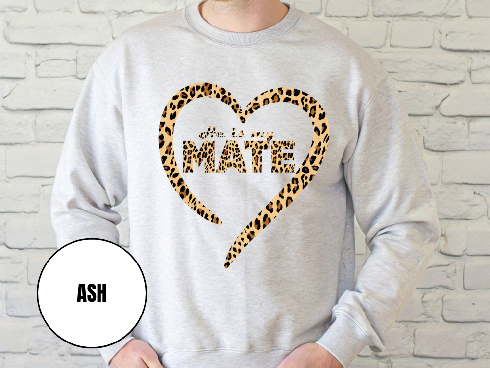 "He Is My Mate Leopard Design" Valentine's Day (Gildan 18000) VD077