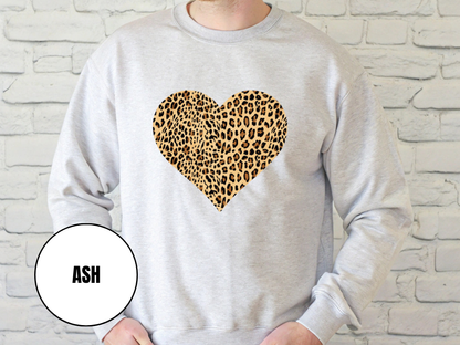"Heart Leopard Design" Valentine's Day (Gildan 18000) VD081