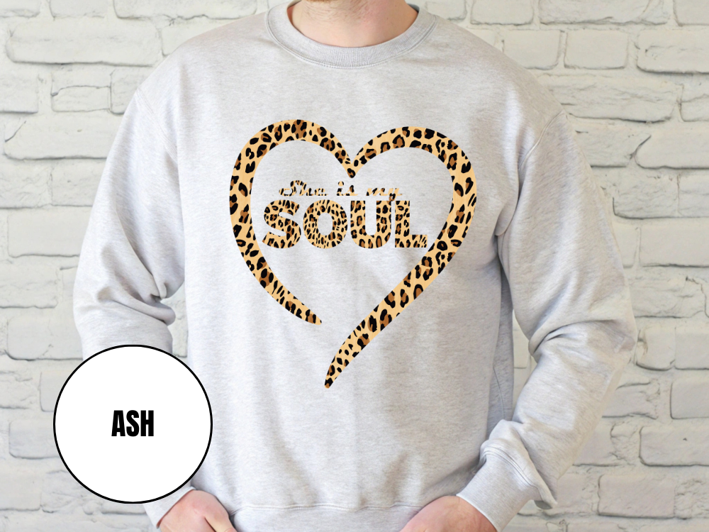"She Is My Soul Leopard Design" Valentine's Day (Gildan 18000) VD079