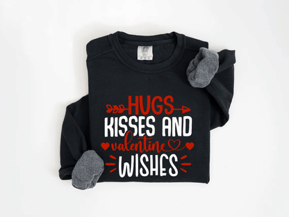 "Hugs Kisses and Valentine Wishes" Valentine's Day (Comfort Color) VDS021