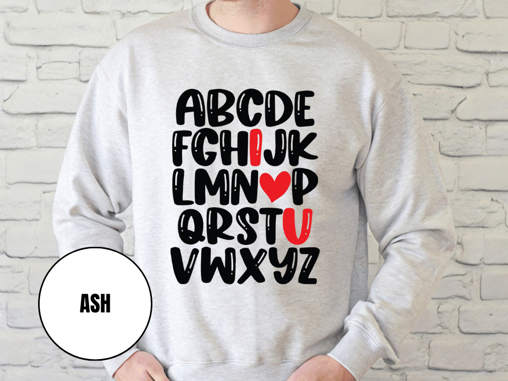 "Alphabet" Valentine's Day Sweatshirt, (Gildan 18000) VD011