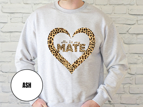 "He Is My Mate Leopard Design" Valentine's Day (Gildan 18000) VD070