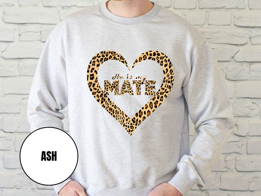 "He Is My Mate Leopard Design" Valentine's Day (Gildan 18000) VD070