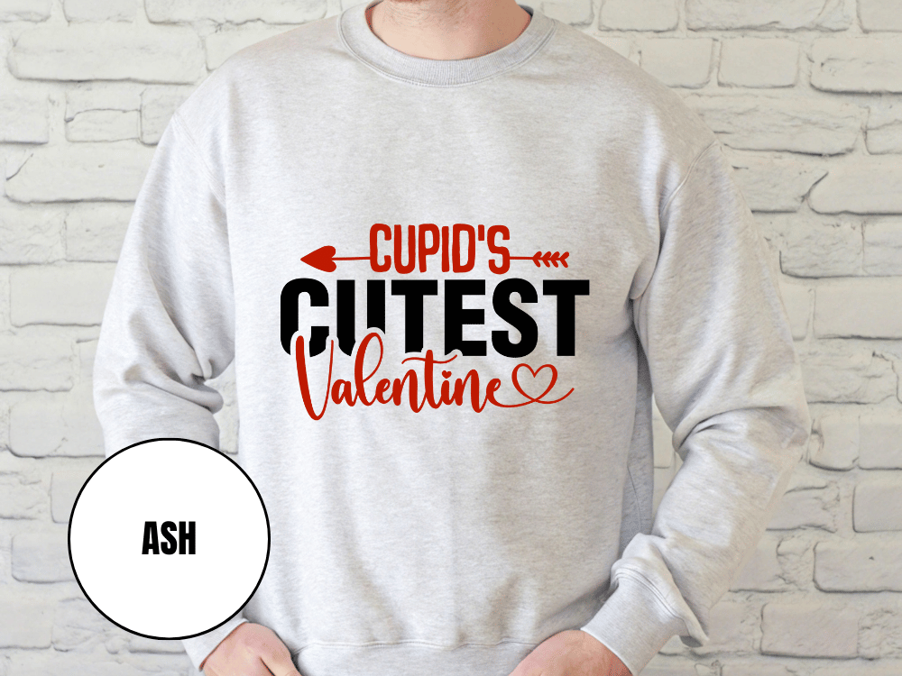 "Cupid's Cutest Valentine" Valentine's Day Sweatshirt, (Gildan 18000) VD018