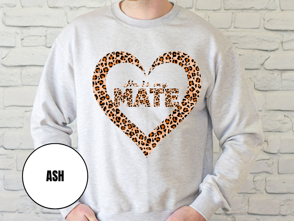 "He Is My Mate Leopard Design" Valentine's Day (Gildan 18000) VD069