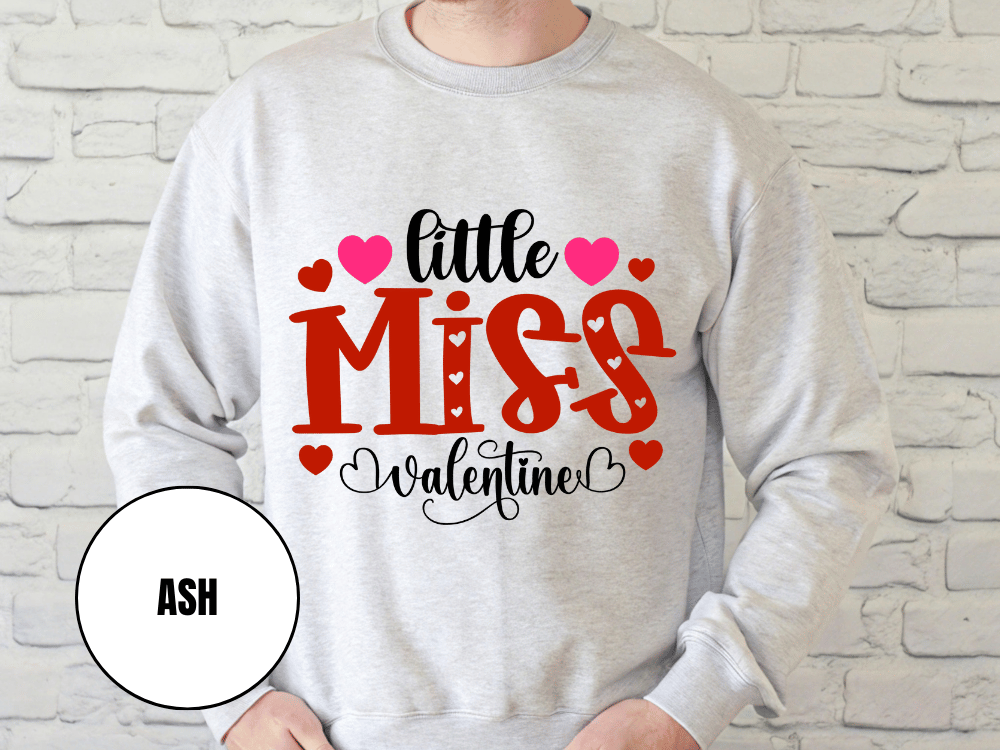 "Little Miss Valentine" Valentine's Day Sweatshirt, (Gildan 18000) VD022