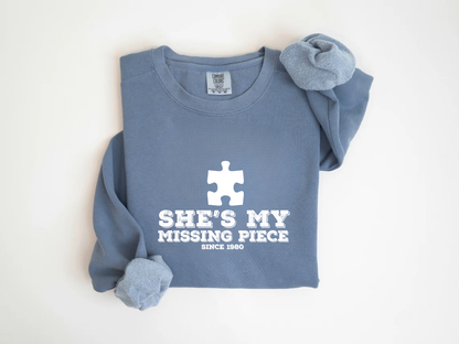 "She is my missing piece" Valentine's Day (Gildan 18000) VD088