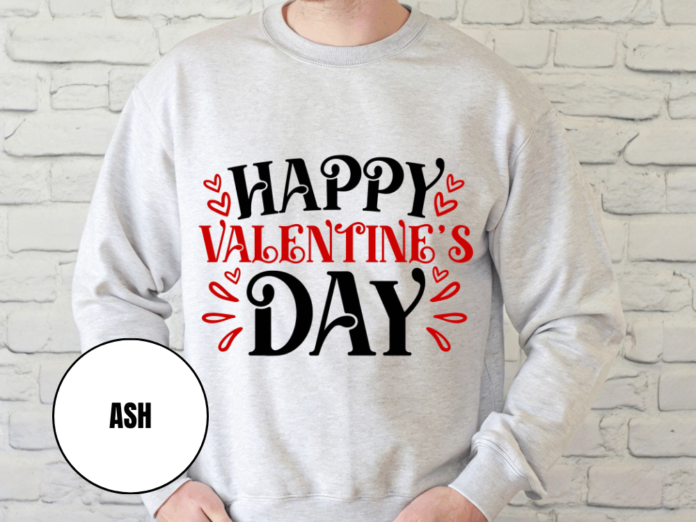 "Happy Valentine's Day" Valentine's Day Sweatshirt, (Gildan 18000) VD004