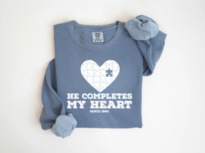 "He Completes My Heart" Valentine's Day (Gildan 18000) VD087