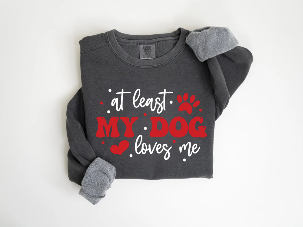 "At Least My Dog Loves Me" Valentine's Day (Comfort Color) VDS034