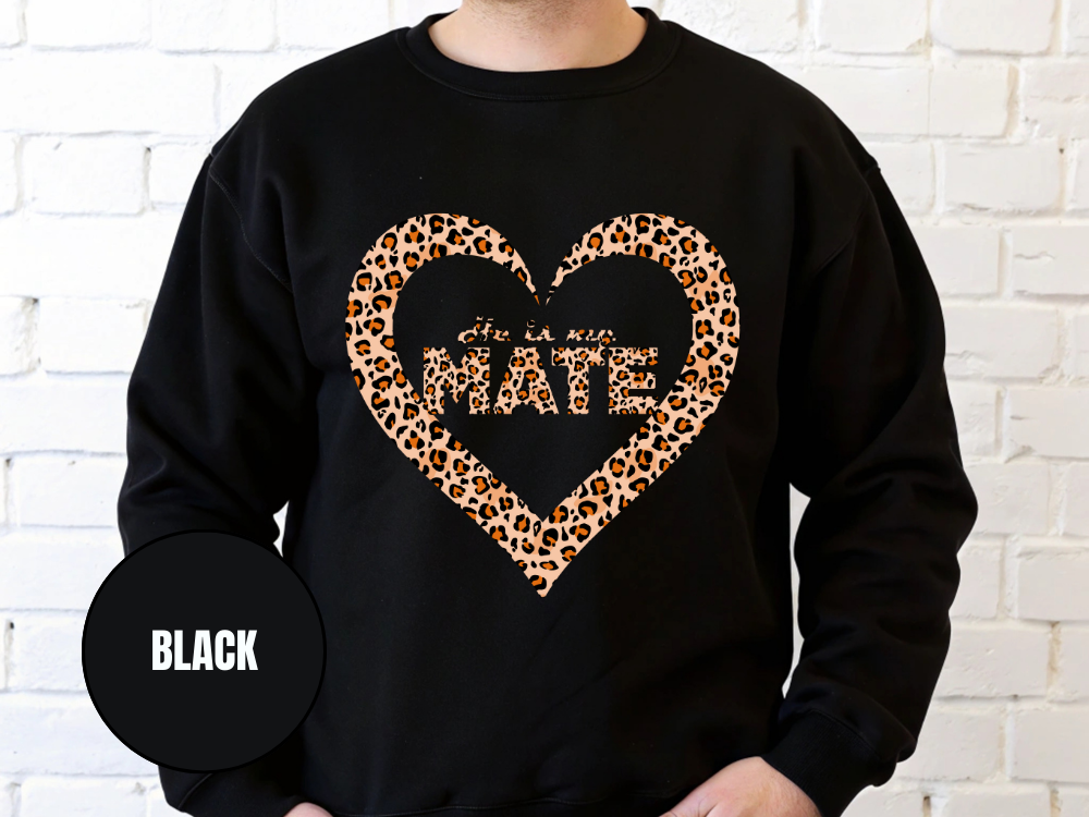 "He Is My Mate Leopard Design" Valentine's Day (Gildan 18000) VD069