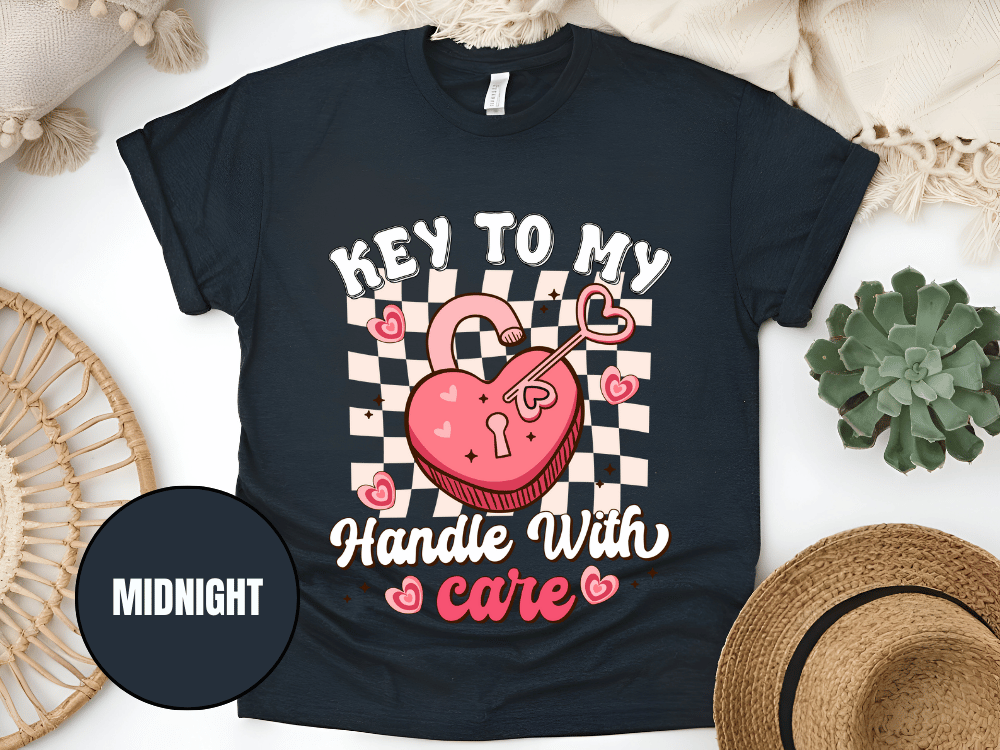 "Key to My Handle with Care , Valentine's Day" T-Shirt, (Gildan 5000) VD045