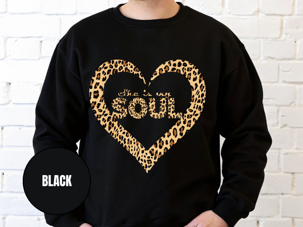 "She Is My Soul Leopard Design" Valentine's Day (Gildan 18000) VD072