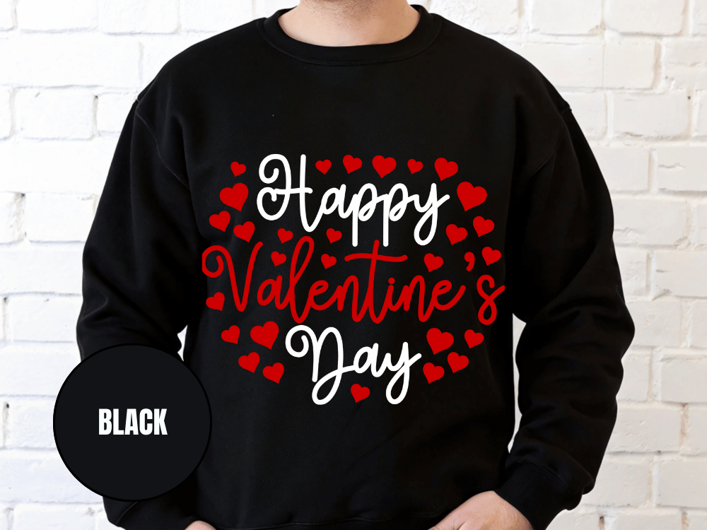 "Happy Valentine's Day" Valentine's Day Sweatshirt, (Gildan 18000) VD010