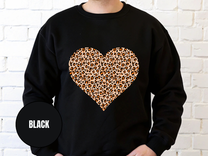 "Heart Leopard Design" Valentine's Day (Gildan 18000) VD082