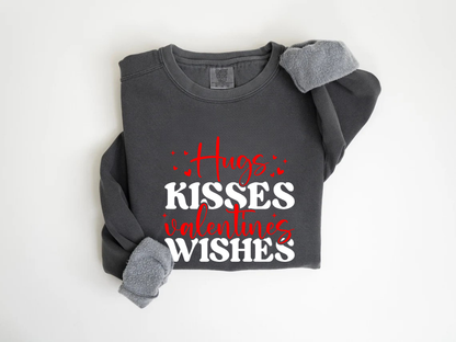 "Hugs Kisses Valentine's Wishes" Valentine's Day (Comfort Color) VDS060