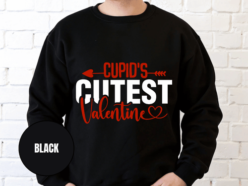 "Cupid's Cutest Valentine" Valentine's Day Sweatshirt, (Gildan 18000) VD018