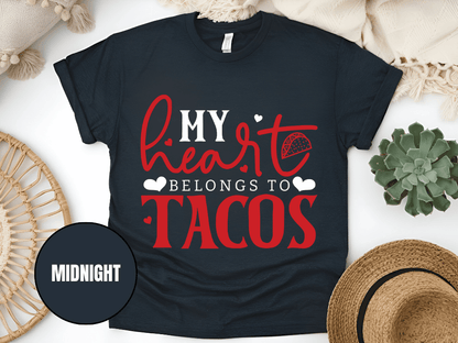 "My Heart belongs to Tacos, Valentine's Day" T-Shirt, (Gildan 5000) VD033