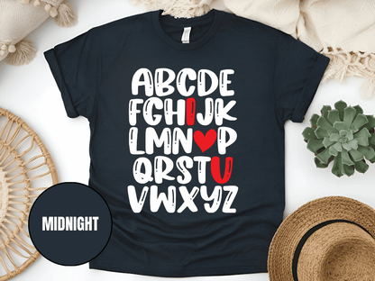 "Alphabet Valentine's day" T-Shirt, (Gildan 5000) VD011