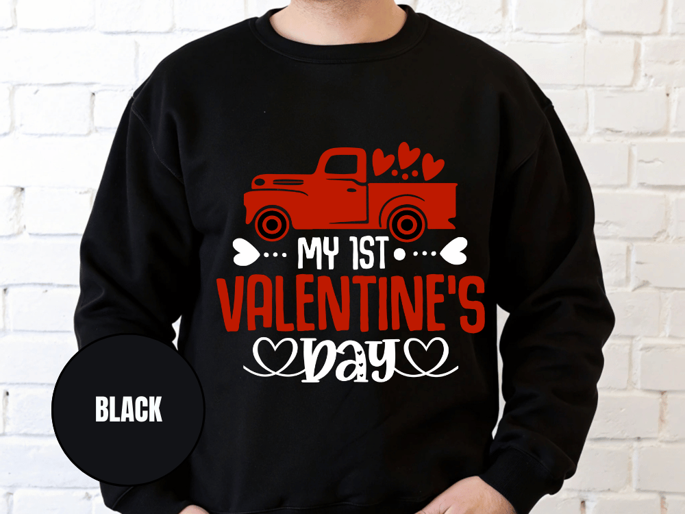 "My First Valentine's Day" Valentine's Day Sweatshirt, (Gildan 18000) VD024