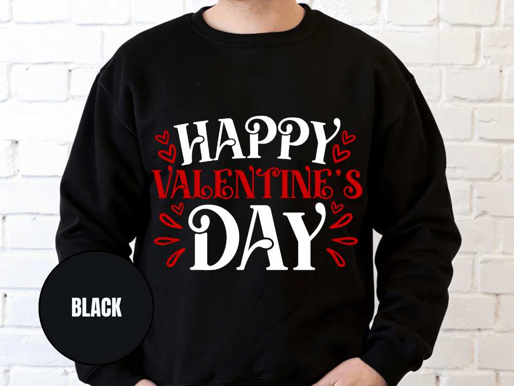 "Happy Valentine's Day" Valentine's Day Sweatshirt, (Gildan 18000) VD004