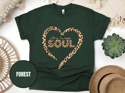 "She Is My Soul Leopard Design" T-Shirt, (Gildan 5000) VD079
