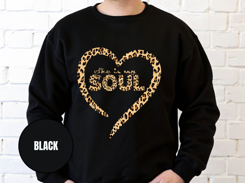 "She Is My Soul Leopard Design" Valentine's Day (Gildan 18000) VD079